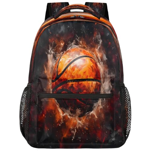 Large Backpack with 15.6 Inch Laptop Compartment, Ball Basketball Painting Adult Backpack for Work, Travel & School College Boys Girls - color: Ball Basketball Painting
