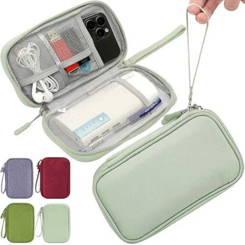 CAAORDKSO Small Cable Organizer Bag, Travel Cord Charger Organizer Case Waterproof Accessories Pouch, Electronic Carrying Case Bag for Cable, Cord, Charger, Phone, Power Bank, Earphone (Mint Green) - color: Mint Green