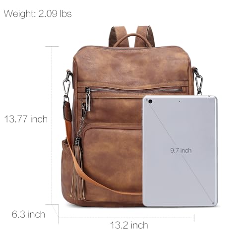 CLUCI Backpack Purse for Women Travel Backpack Large Leather Fashion Designer Lady Shoulder Bag with Tassel Brown - color: 0-0 Two-toned Brown