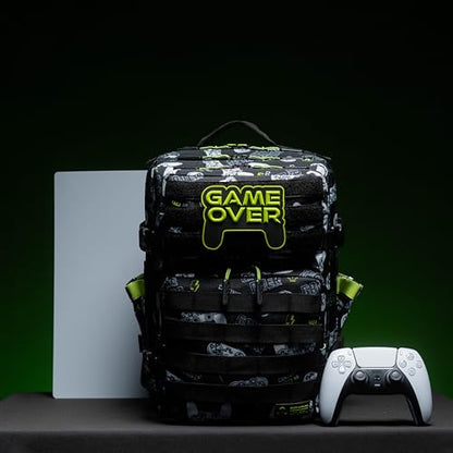 WOLFpak 25L Athletic Gym Backpack (Game Over) Durable 1000D Waterproof Oxford Material w/MOLLE Webbing, Laptop Pocket & Dual Cup Holders, Durable Fitness/Travel/Military Daypack - color: Game Over