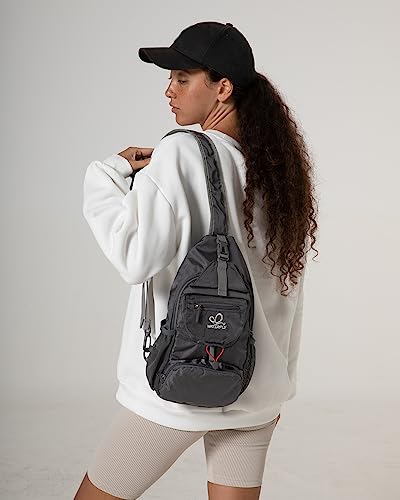 WATERFLY Packable Small Crossbody Sling Backpack Shoulder Chest Bag Daypack for Hiking Traveling Grey - color: New Grey