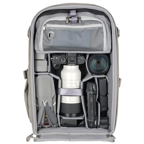 VANGUARD VEO Metro B30L Camera & Everyday Backpack (Cream) – Fits 70–200mm Attached, 17" Laptop Storage, Convertible Daypack Design, Travel-Ready Carry-On - color: Cream, size: 30L
