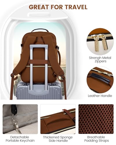 LOVEVOOK 56L Travel Backpack for Women & Men, Airline Approved Carry On Luggage with 3 Packing Cubes, TSA Overnight Bags, Waterproof Personal Item Bag, Weekender Essentials Backpacks fits 17" Laptop - color: Brown-beige-black, size: XX-Large