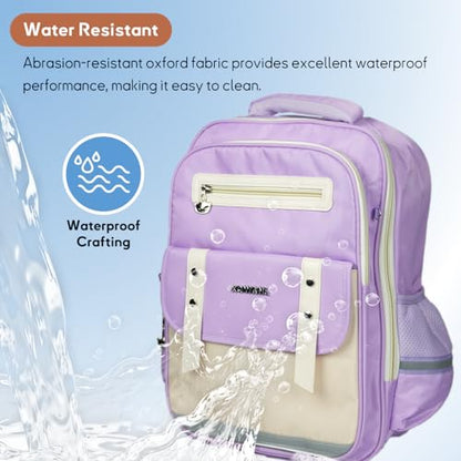 Kids Backpack for Kids, Lightweight Waterproof Purple White Backpack for School, Kindergarten Elementary School Students Boys & Girls Backpack with Safety Whistle and Includes a Detachable Waist Belt - color: Purple