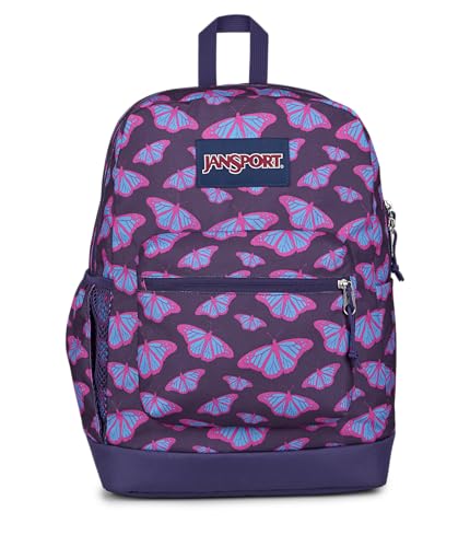 JanSport Cross Town Plus Backpack - Large Main Compartment, Side Water Bottle Pocket, 15-Inch Padded Laptop Sleeve - Flutter By Purple - color: Flutter By Purple