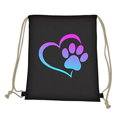 Upetstory Dog Paw Print Drawstring Bag Gym Sackpack Sports String Backpack Gym Cinch Bags School Bookbag Lightweight Casual Daypack for Travel Holiday Hiking Camping Beach - color: Dog Paw Print
