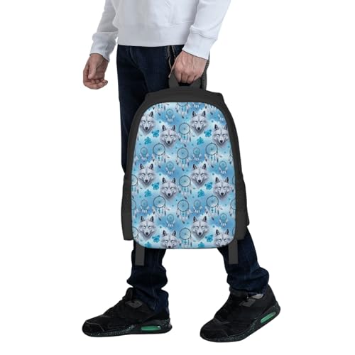 Ergonomic Padded Backpack Love Heart Wolf Dream Catcher, Anti Theft Spacious Travel Daypack Sturdy Polyester Bag for Commute Gym Outdoor Leisure Use - color: Design (1205)