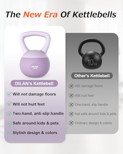 Soft Kettlebell, Safe Strength Training Kettle bell, Cushioned Impact-Resistant Base and Anti-Slip Grip Weight, Kettlebells Set for Home Workouts and Men/Women/Beginners,With Non-slip Gloves - color: Purple