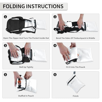 Hiking Backpack 10L/15L Small Daypack Lightweight Packable Travel Foldable Water Resistan for Women Men (White, 15L) - color: White, size: 15L