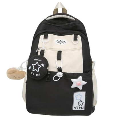 Coquette College Backpack Y2K Kawaii Preppy Large Laptop Bookbag Casual Aesthetic Fashion Travel Daypack for Women (Black) - color: Black