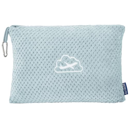 BEDELITE Travel Blanket with Bag, Ultra-Soft Jacquard Fleece Blanket with Luggage Sleeve & Backpack Clip, Airplane Blanket Travel Essentials, Blue - color: Blue
