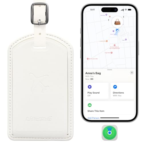 Luggage Tags Built-in Anti-Loss Tracker, Luxury Leather Luggage Tags for Suitcase, Travel Bags, Backpacks, Travel Organizer for Lost Baggage Prevention (Creamy White) - color: Creamy White