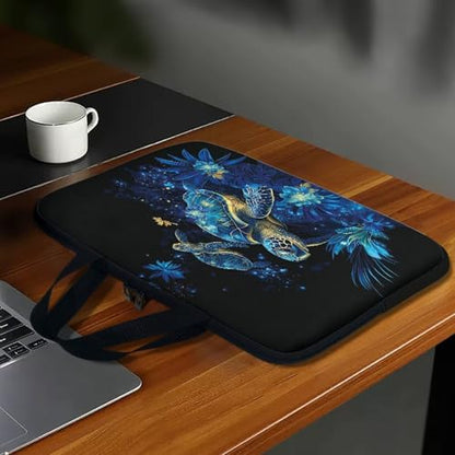 10 Inch Blue Turtles Laptop Bag Sleeve, Protective Computer Case Bag, Tablet Carrying Cover with Handle, Zipper Business Travel Handbag Shoulder Bag, Gifts for Women Ladies - color: Blue Turtles, size: 10 Inch