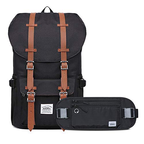 KAUKKO Laptop Outdoor Backpack Traveling Daypack Hiking Rucksack Large Capacity Bag Fits 15.6"(0-Black(2PC)) - color: 0-black(2pc)