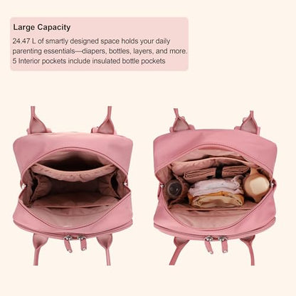 JESSIE & JAMES BeBe CCW Diaper Bag Nylon Backpack Multi Function Diaper Bag with Changing Pad & Stroller Straps_Mauve/Mauve - color: Mauve/Mauve