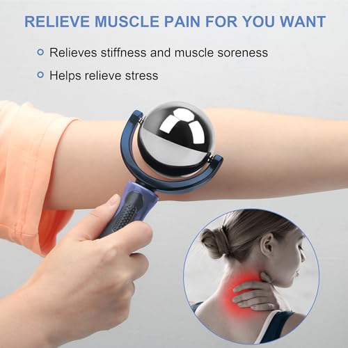 Catcan Cold Massage Roller Ball, Cold Therapy Relief, Portable Fitness Ice Roller Ball with Handle, Great Tool for Back/Neck Pain (Blue) - color: Blue