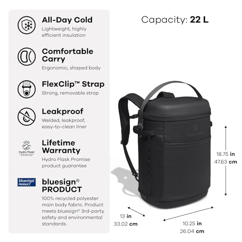 Hydro Flask Carryout Cooler Backpack - Insulated Portable Soft Cooler - 22 L Capacity in Mermaid Green - color: MERMAID GREEN, size: 22 L, style: Cooler Backpack