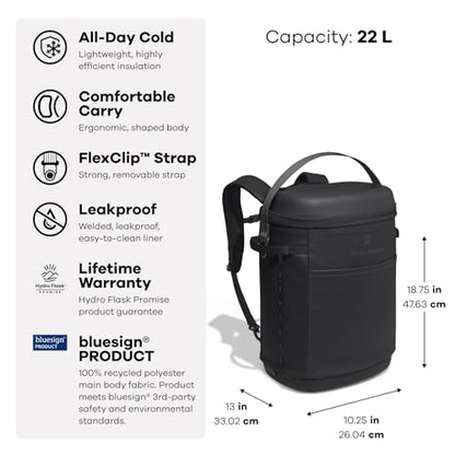 Hydro Flask Carryout Cooler Backpack - Insulated Portable Soft Cooler - 22 L Capacity in Shale Gray - color: SHALE GRAY, size: 22 L, style: Cooler Backpack
