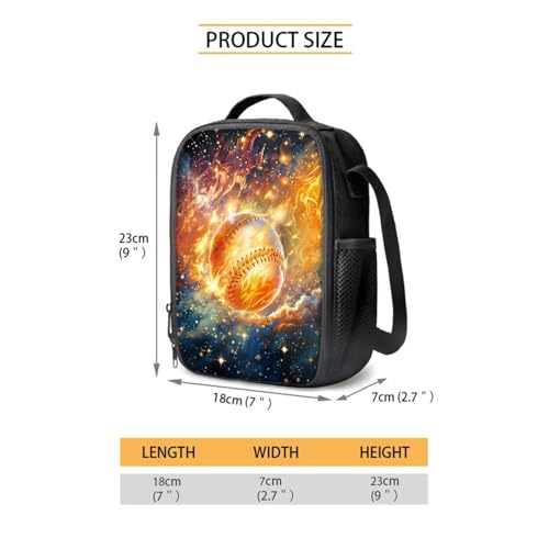 4 Piece Backpack Set for Girls and Boys Laptop Backpack Lunch Bag Pencil Case Lightweight Water Bottle Carrier Casual School Bookbag Set, Baseball Flame Starry Sky - color: Baseball Flame Starry Sky