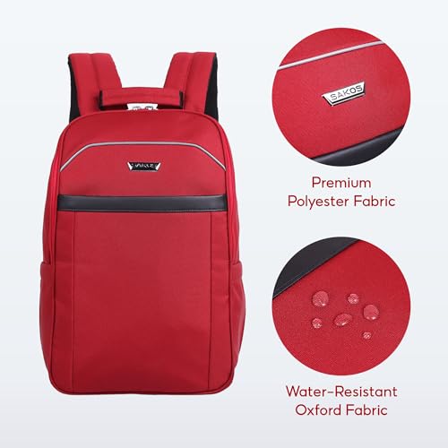 SAKOS Frontier 14 inch Laptop Backpack, Professional Travel Backpack Carry on Flight - TSA Approved, Water Repellent Laptop Backpack for Men & Women, College Backpack with Laptop Compartment - Red - color: 4. Frontier - Red