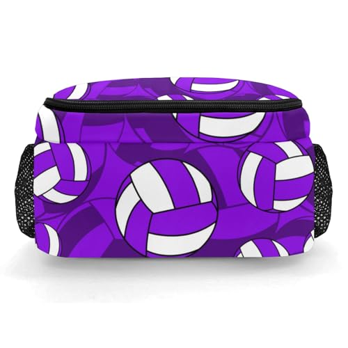 Purple Volleyball Pattern Backpack Laptop Bag Bookbags Personalized Travel Daypack Bag for Man Woman Gifts - color: Purple Volleyball Pattern