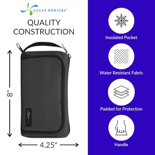Sugar Medical Insulated Insulin Pen Case Organizer with Ice Pack - color: Black