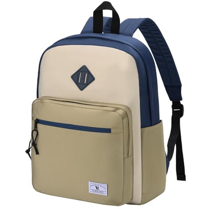 VX VONXURY Backpack for Men Women, Lightweight Kids School Bag, Classic Basic Laptop Bookbag for College Work Travel Hiking - color: Navy Khaki