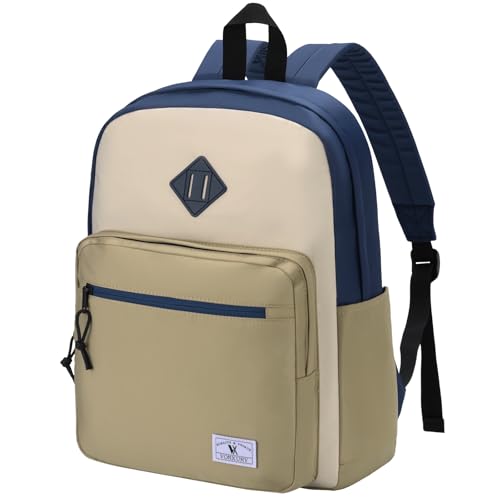VX VONXURY Backpack for Men Women, Lightweight Kids School Bag, Classic Basic Laptop Bookbag for College Work Travel Hiking - color: Navy Khaki