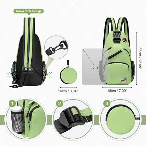 Convertible Sling Bag with Coin Pocket, 7.9" Tablet Crossbody Mini Backpack with Headphone Jack Casual Pack for Women Men Travel, Green - color: Green, size: Small