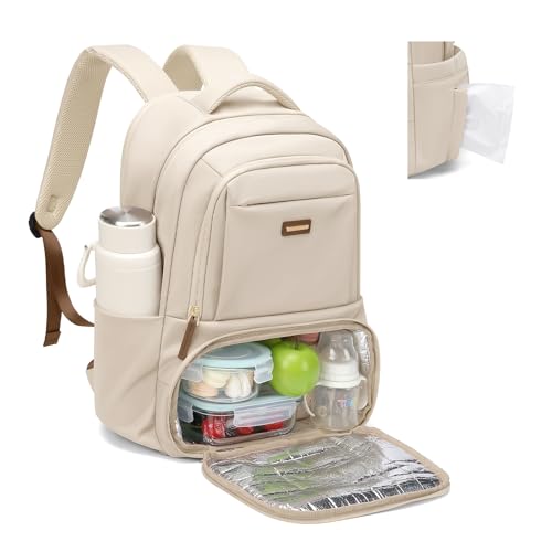 GOLF SUPAGS Lunch Backpack 16 Inch Laptop Backpack with Insulated Cooler Lunch Box Food Bag for College Work Camping Picnics (Apricot) - color: Apricot