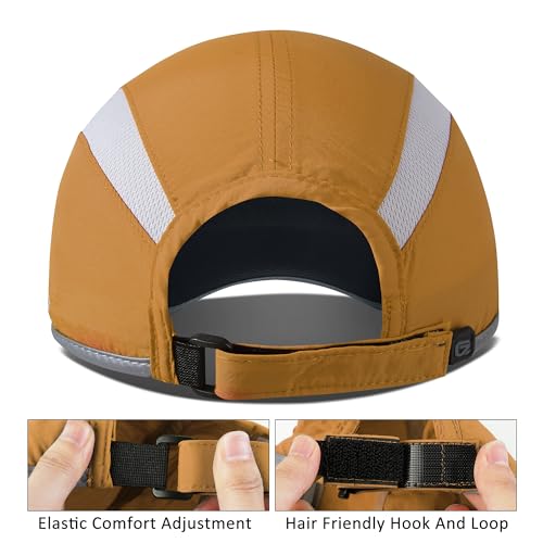 GADIEMKENSD Reflective Folding Outdoor Hat Unstructured Design UPF 50+ Sun Protection Sport Hats for Womens and Mens - color: Dark Goldenrod