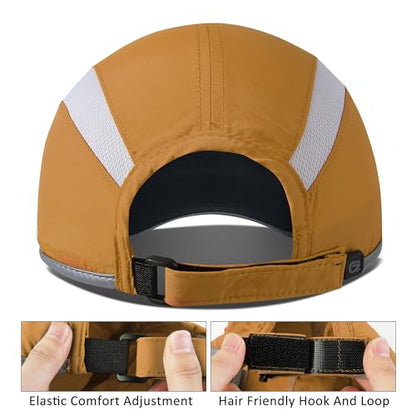 GADIEMKENSD Reflective Folding Outdoor Hat Unstructured Design UPF 50+ Sun Protection Sport Hats for Womens and Mens - color: Dark Goldenrod