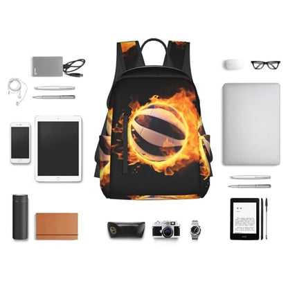 Burning volleyball pictures Travel Backpack for Men & Women 14 inch Laptop Backpack Waterproof Work Back Pack - color: Burning Volleyball Pictures