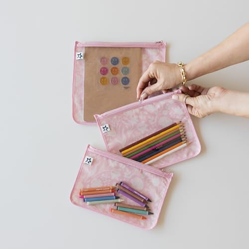 Tiny Twinkle Diaper Bag Organizing Pouches|3 Pack Mess-Proof Clear Front Travel Organizer Bags&TSA Approved Toiletry Bag Set for Baby and Mom Essentials - color: Toile