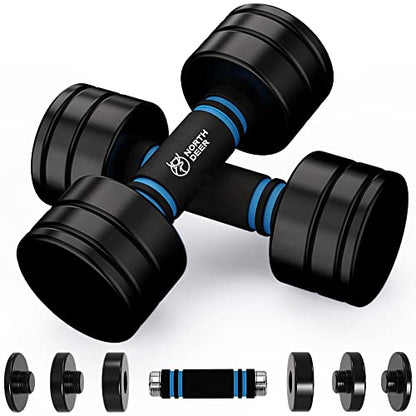 Northdeer Steel Dumbbells Adjustable Black Coated Weight Set with Foam Handles for Home Gym Workout - Strength Trainging for Men, Women (5lbs/10lbs/15lbs/20lbs) - style: 15lbs Pair (2×15lbs)