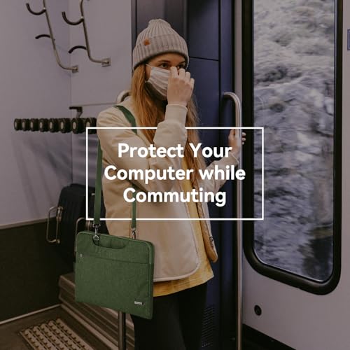 Voova Laptop Bag 17 17.3 Inch Water-resistant Laptop Sleeve Case with Shoulder Straps & Handle, Computer Case Cover Slim Briefcase Compatible with 17-18” Hp Dell Asus Acer, Army Green - color: Army Green, size: 17-17.3 In