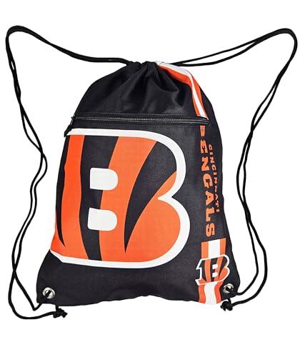 FOCO Cincinnati Bengals NFL Drawstring Backpack with Zippered Pocket — Officially Licensed, Cordura Nylon - color: Cincinnati Bengals