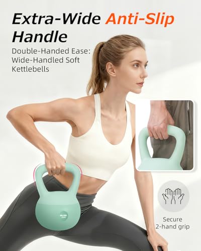 Soft Kettlebell, Safe Strength Training Kettle bell, Cushioned Impact-Resistant Base and Anti-Slip Grip Weight, Kettlebells Set for Home Workouts and Men/Women/Beginners,With Non-slip Gloves - color: Green