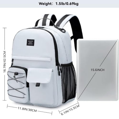 Lohol Casual Backpack for Teen Boys Girls, Water Resistant Daypack with Anti Theft Pocket for Travel School (Grey) - color: Grey