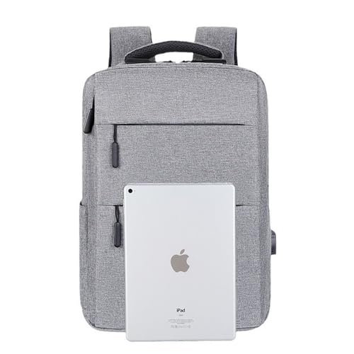 Minimalist Laptop Backpack with USB Port, Business Travel Bag, Water Resistant, (Gray)