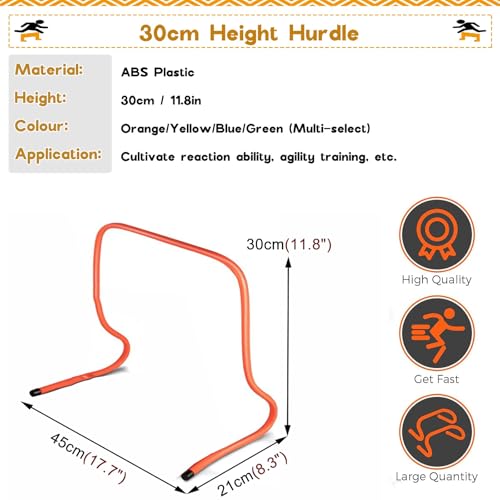 Mini Hurdles for Track and Field, 6" 9 12 16 20 24 Inch Speed Hurdles for Agility Training, Kids/Athletes/Basketball/Baseball/Soccer/Football Indoor Outdoor Sports Equipment(30cm/12in) - size: 30cm/12in
