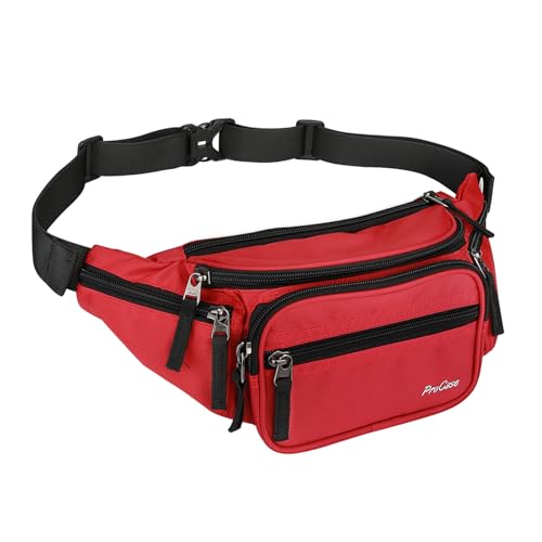 ProCase Fanny Pack Waist Packs for Men Women, Waist Bag Hip Pack for Travel Hiking Running Outdoor Sports - color: Red, size: Medium