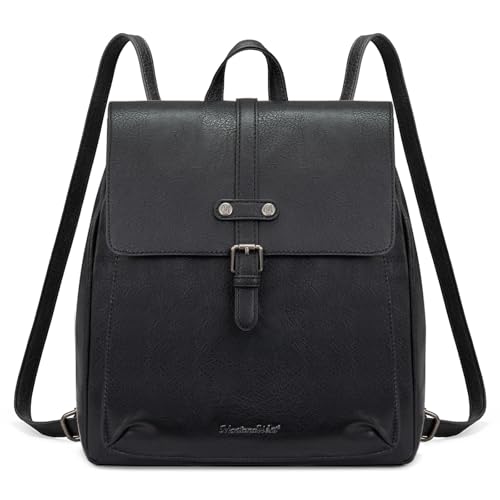 Montana West Backpack Purse for Women Casual Daypack Convertible Crossbody Backpack for Travel Work - color: Black
