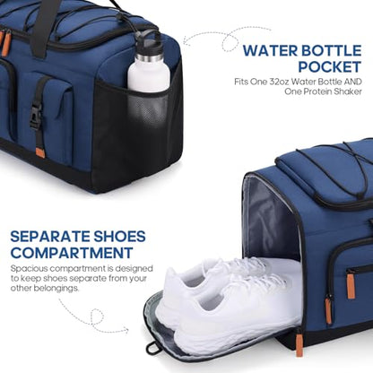 Gym Bag for Men and Women with Shoe & Laptop Compartment Sport Duffle Bag - color: Blue