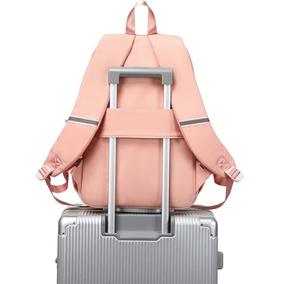abshoo Big Student Laptop Backpack For College Women Middle High School Teen Girls Bookbag Travel Daypack (Peach Pink) - color: Peach Pink