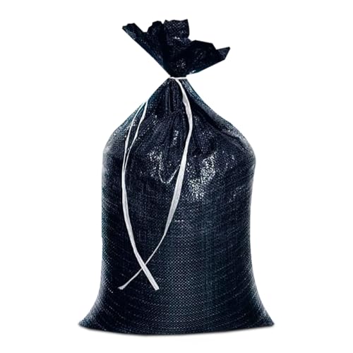Sandbaggy Heavy Duty Black Sandbags – 14x26 in Empty Poly Bags w/ 4000 HR UV Protection – Ultra-Tough Sand Bags for Flooding, Construction & Barriers – Military Grade (5)