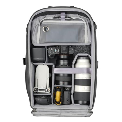 VANGUARD VEO Metro B25L Camera & Everyday Backpack (Black) – Fits 70–200mm Attached, 16" Laptop Storage, Convertible Daypack Design, Carry-On Ready - color: Black, size: 25L