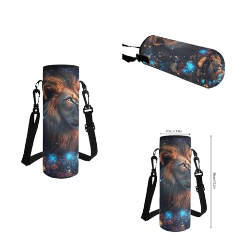 Aesthetic Lion Backpack for Kids Girls Backpack with Lunch Box Water Bottle Holder and Soft Pencil Pouch 4Pcs Set 17" Bookbag with Large Front Pocket for School Sturdy Elementary School Bag - color: Aesthetic Lion-1
