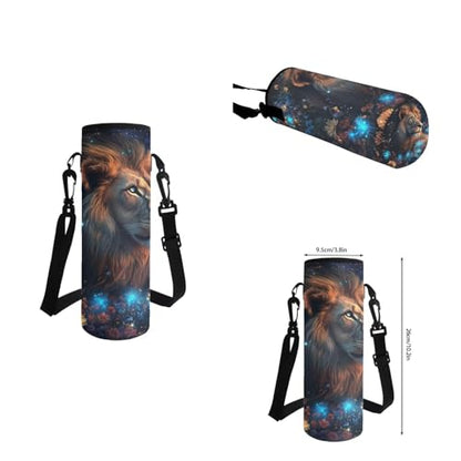Aesthetic Lion Backpack for Kids Girls Backpack with Lunch Box Water Bottle Holder and Soft Pencil Pouch 4Pcs Set 17" Bookbag with Large Front Pocket for School Sturdy Elementary School Bag - color: Aesthetic Lion-1