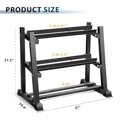 Dumbbell Rack, Bongkim Dumbbell Set with Rack Stand, Dumbbells Weights Rack for Home Gym, Weight Rack for Dumbbells, Kettlebells, and Weight Plates 1100LBS - color: matte black